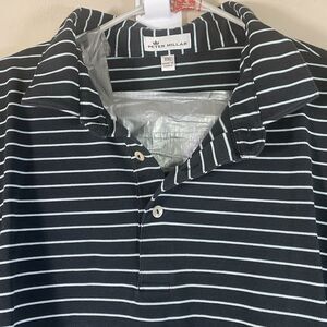 Peter Millar Pique Polo Shirt Men 2XL Cotton Stripe Falls Sean Self Collar